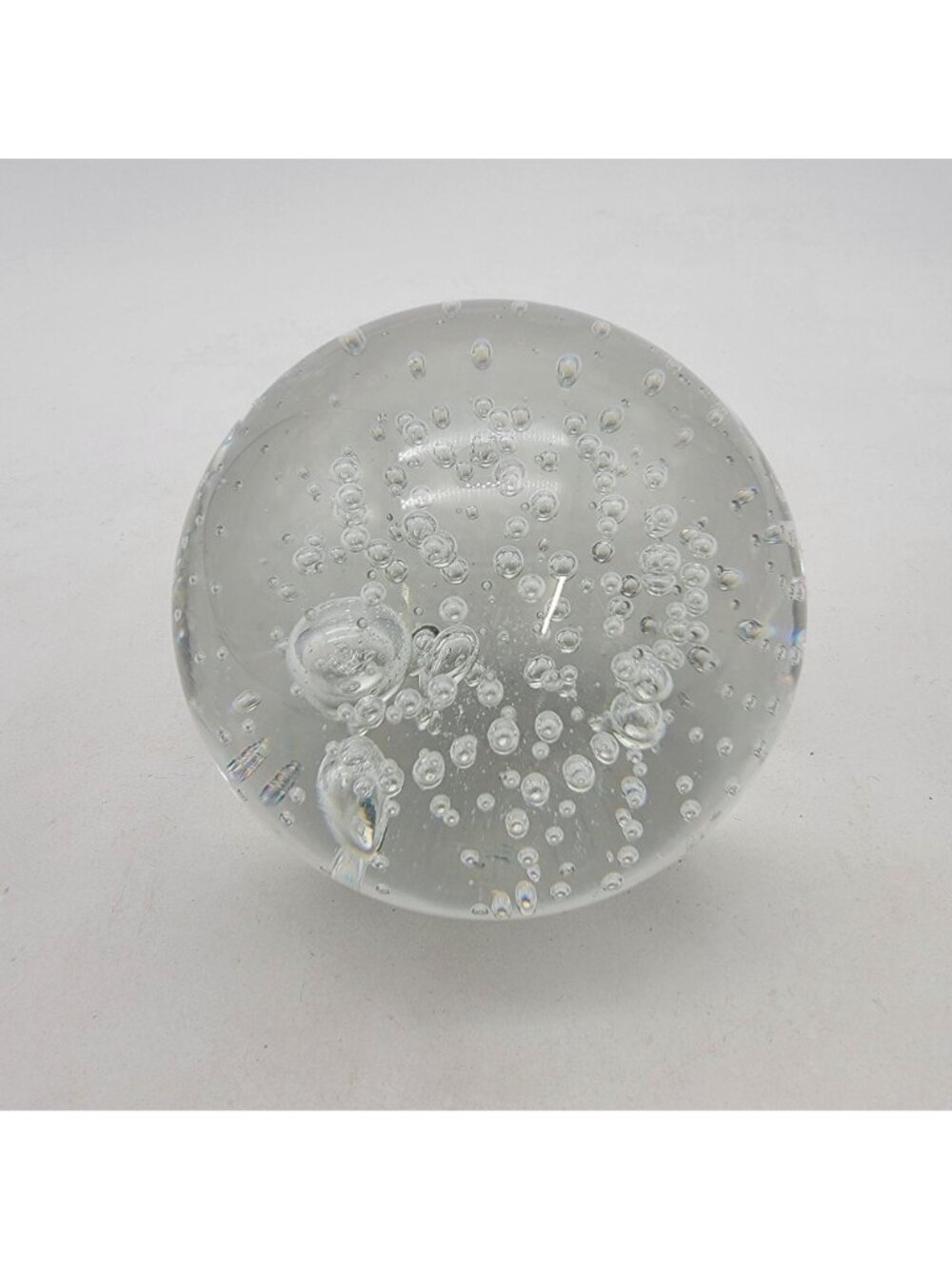 Clear Controlled Bubbles Art Glass Paperweight Round - Picture 2 of 7